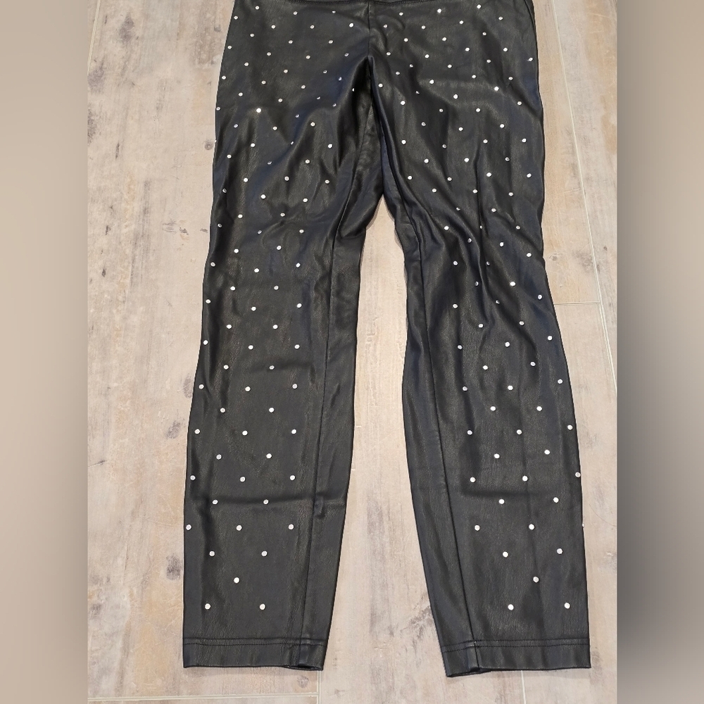 Black Studded Faux Leather Leggings - Picture 3 of 9